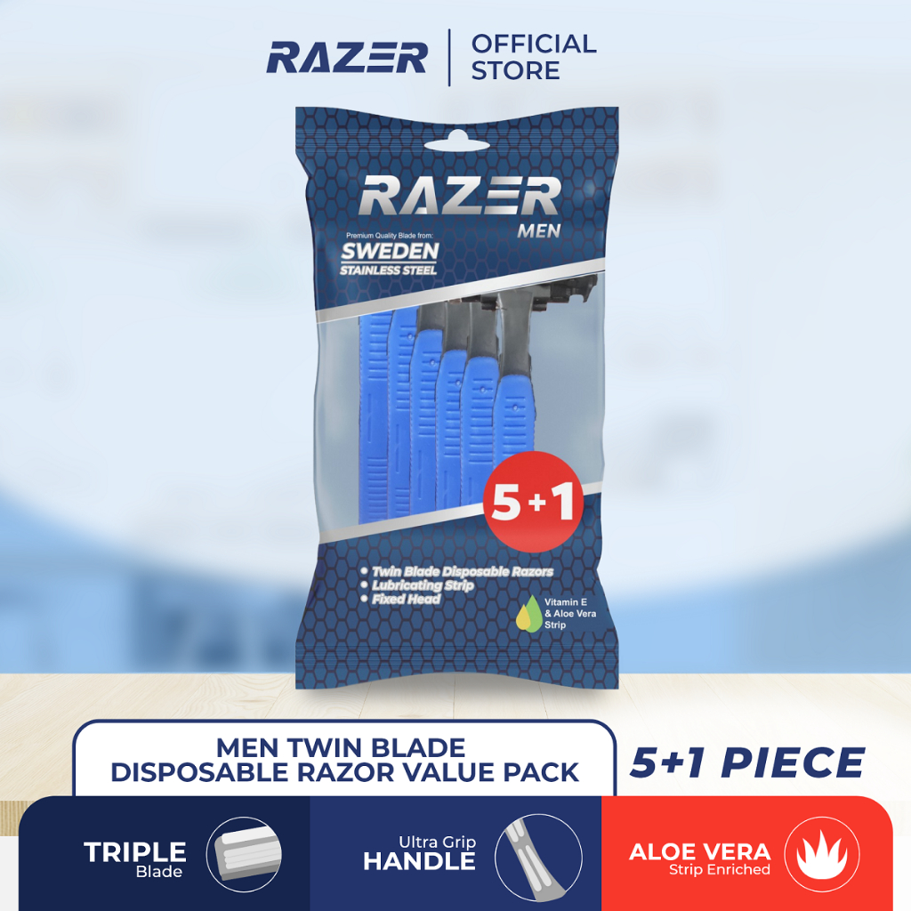 Razer Mens Twin Blade Disposable Razor Value Pack 5+1 | Shopee Philippines