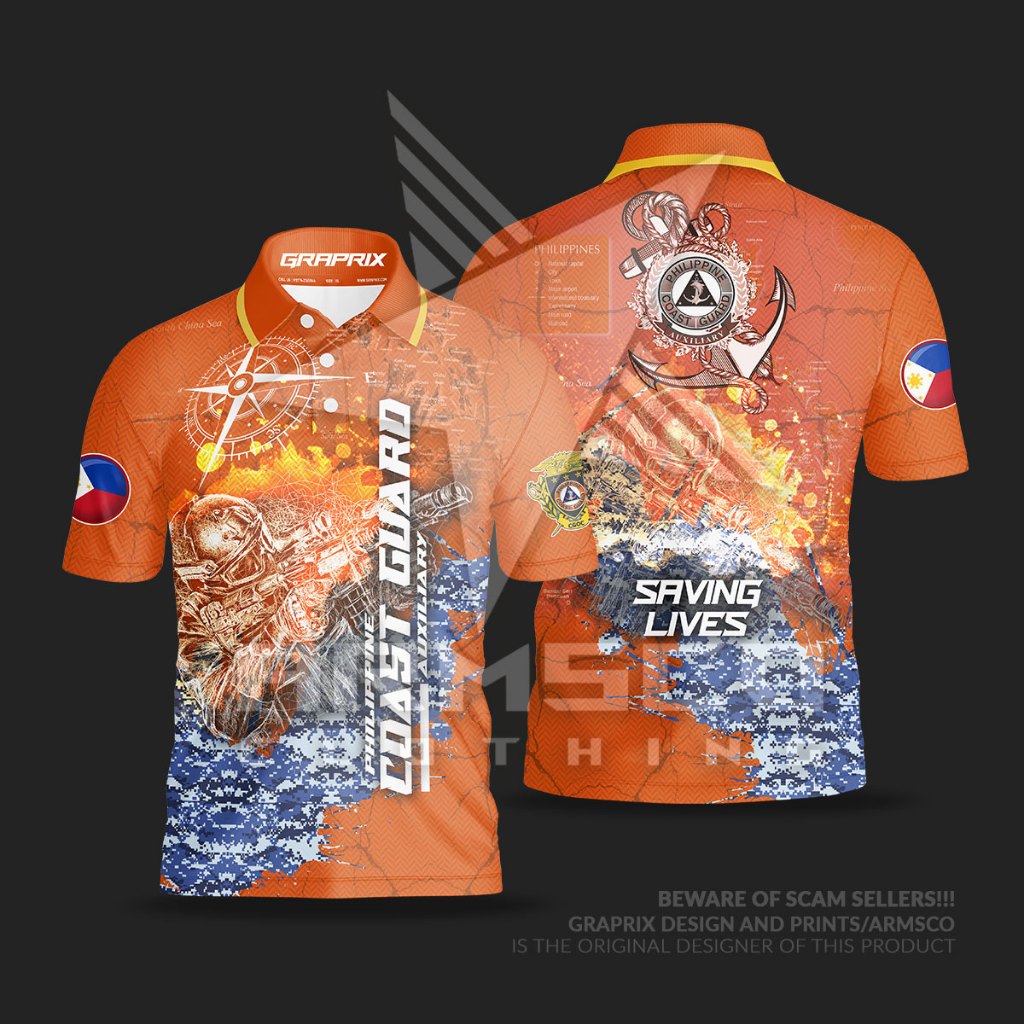 Philippine Coast Guard Aux V4 Full Sublimation Polo Shirt All-Over ...