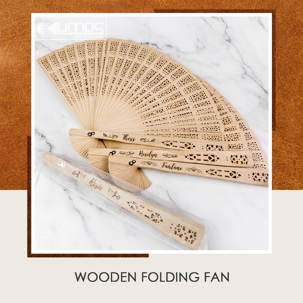 Personalized 23cm Folding Fan/Pamaypay + Laser Engrave Name with Pouch ...