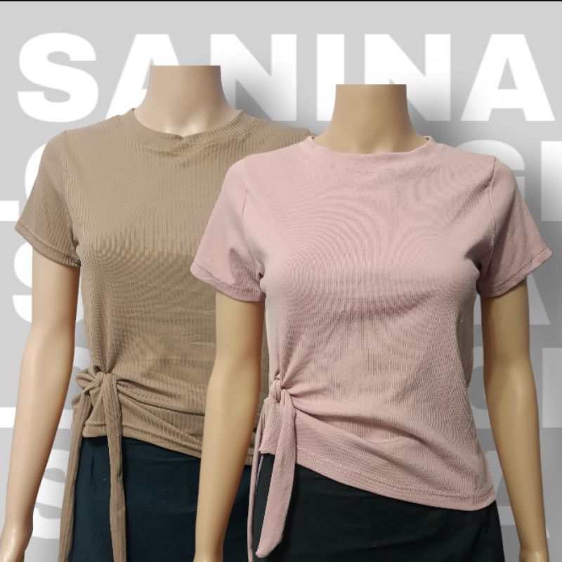 Sanina #3969 Round Neck Basic Ladies Tops with Front tie Blouse ...