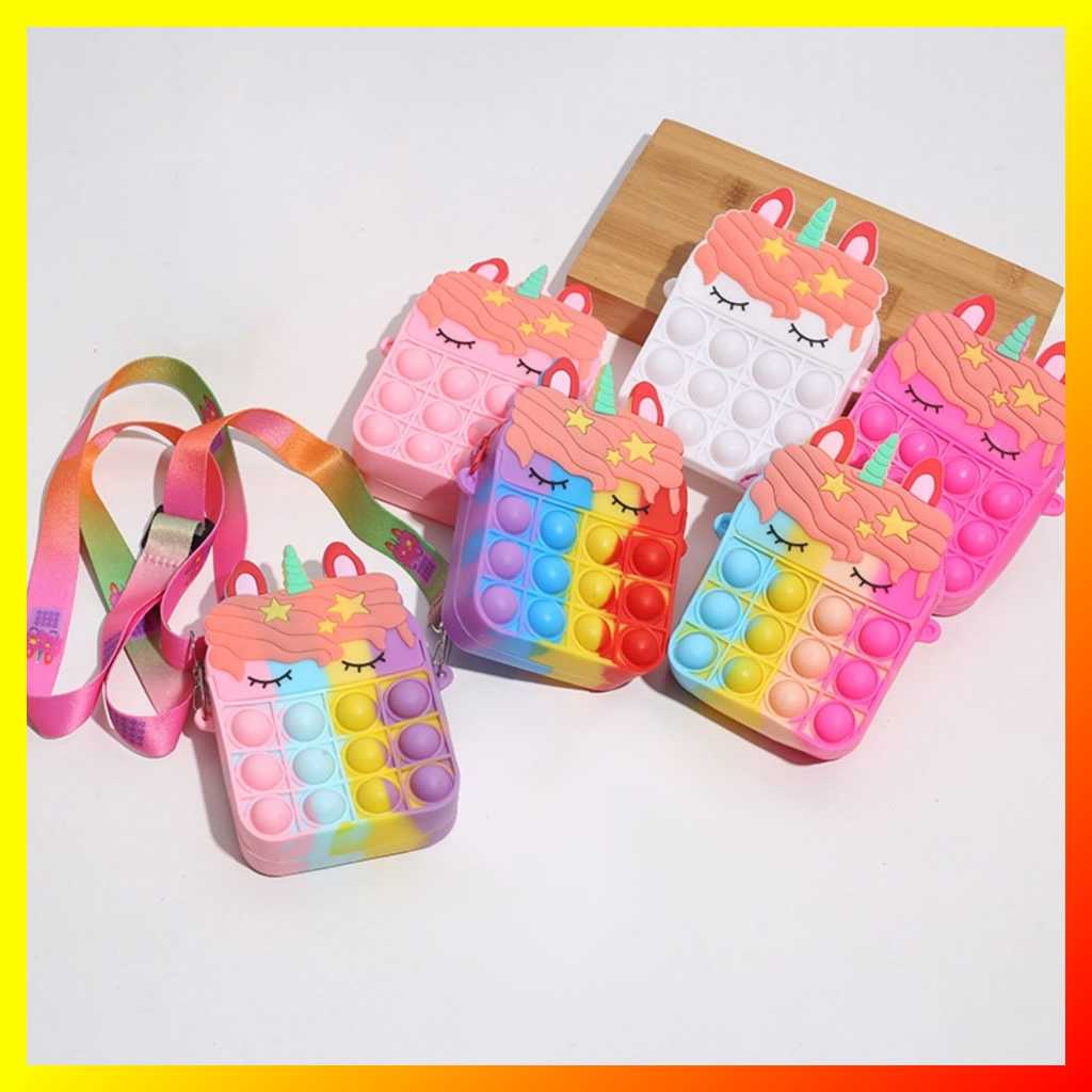 Kids Haven Silica Gel Unicorn Sling Bags Pop It For Girls 