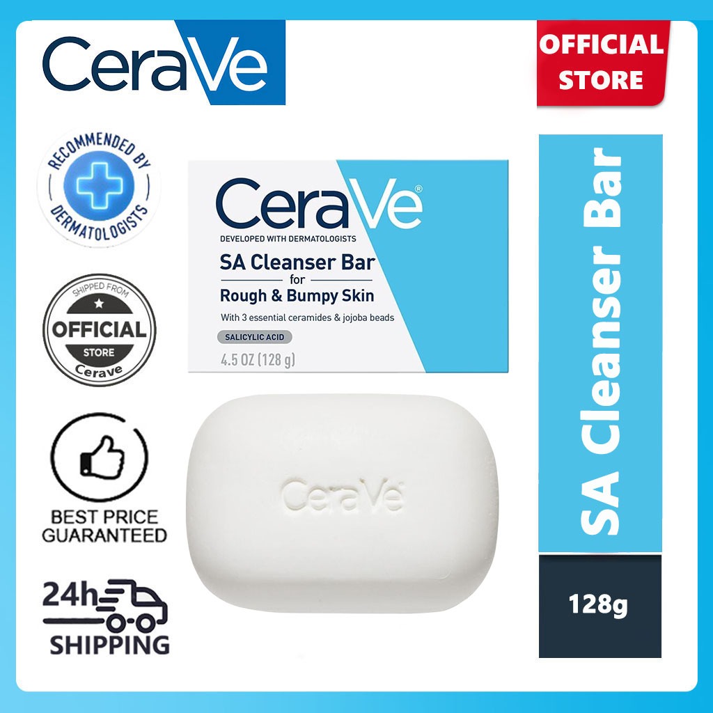 CeraVe SA Cleanser Bar for Rough & Bumpy Skin physical exfoliation with