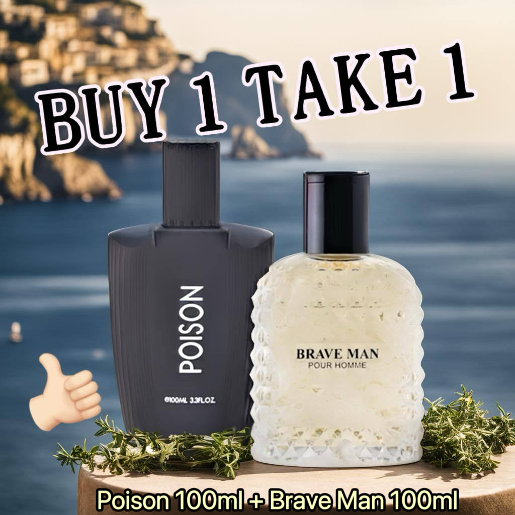 『BUY 1 TAKE 1』Men's Poison 100ML & Brave Man 100ML Perfume Spray Long ...