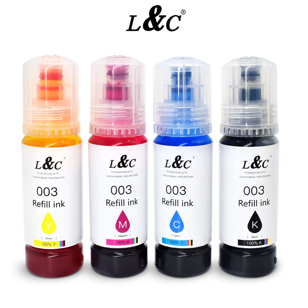 L&C Refill ink 003 Ink Set Dye Ink For Inkjet Printer L3110 L3150 L3116 ...