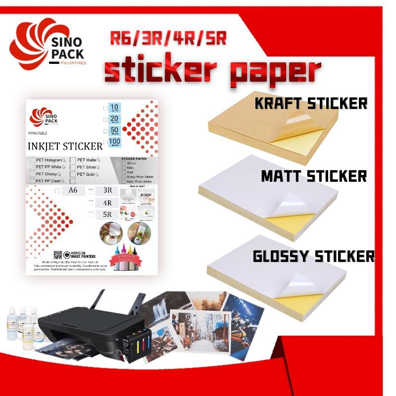 100PCS INKJET stikcer A6/3R/4R/5R glossy/matt/kraft for printer print