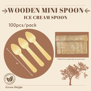 Wooden Mini Spoon, Ice Cream Spoon 100pcs 4inches Eco-friendly ...