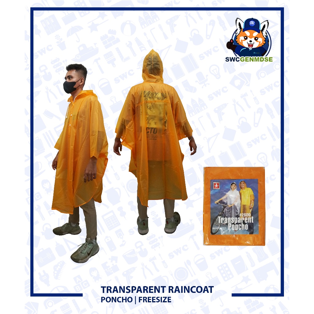 HERCULES Raincoat Transparent Poncho Free Size Shopee