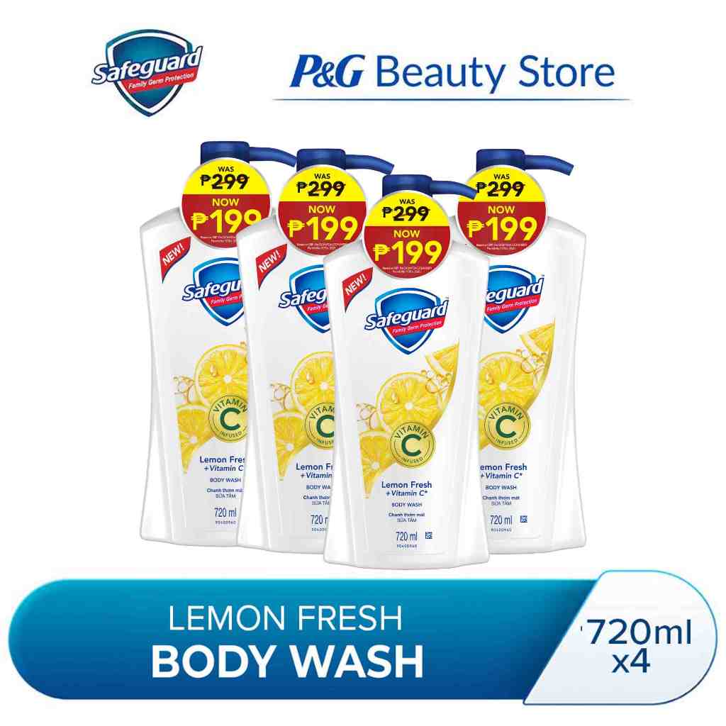 Safeguard Antibacterial Soap Body Wash Lemon Fresh With Vitamin C