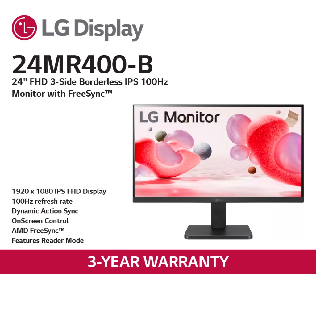 LG 24MR400-B 24" FHD 3-Side Borderless IPS 100Hz Monitor With FreeSync ...