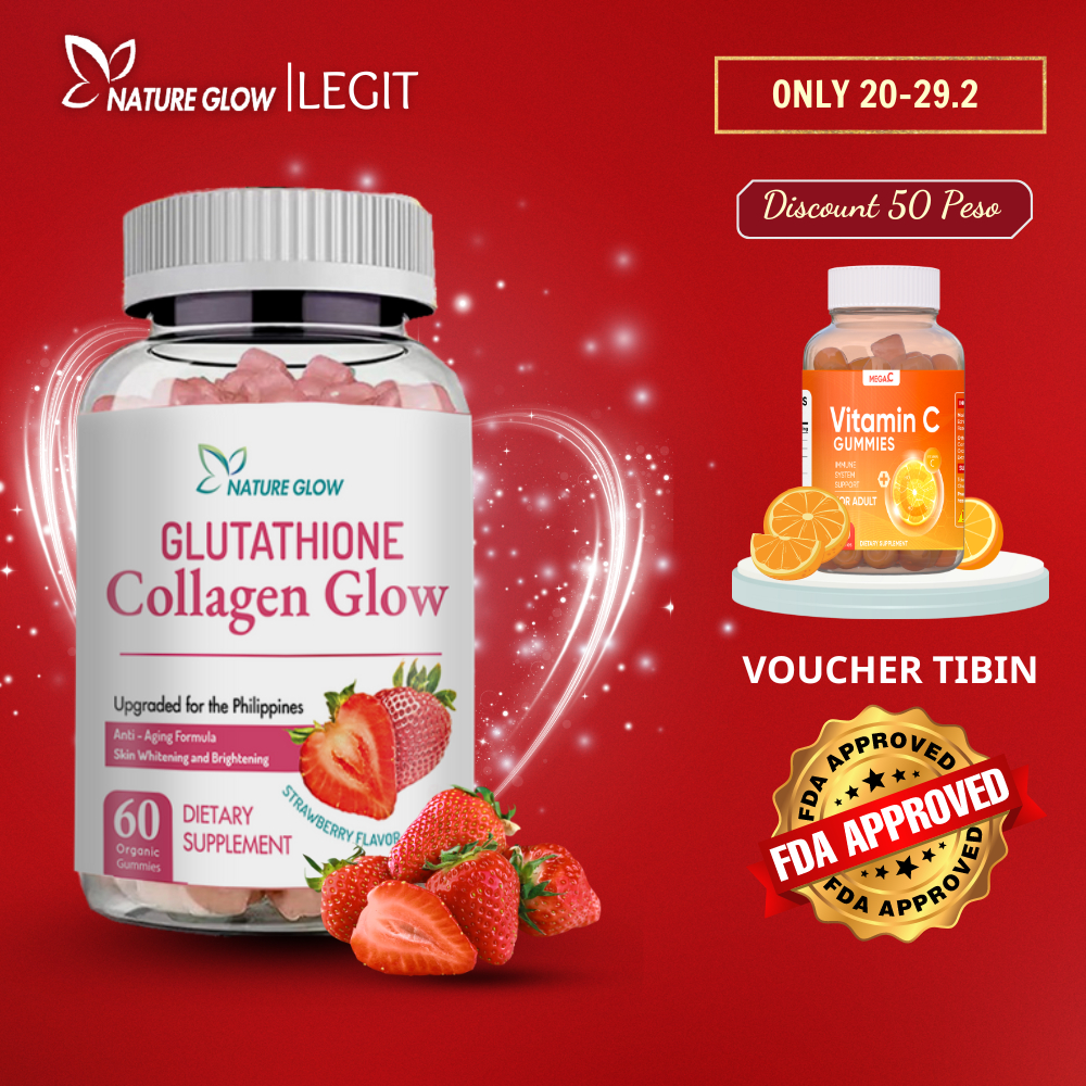 Available NATURE GLOW Glutathione Collagen Gummies AntiAging Whitening