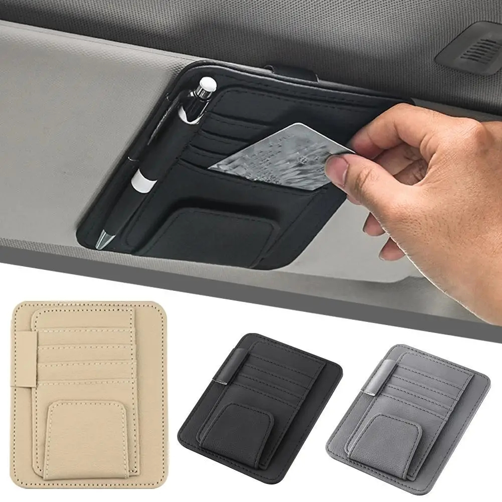Car Sun Visor Organizer Multi-Pocket Business Card Storage Management ...