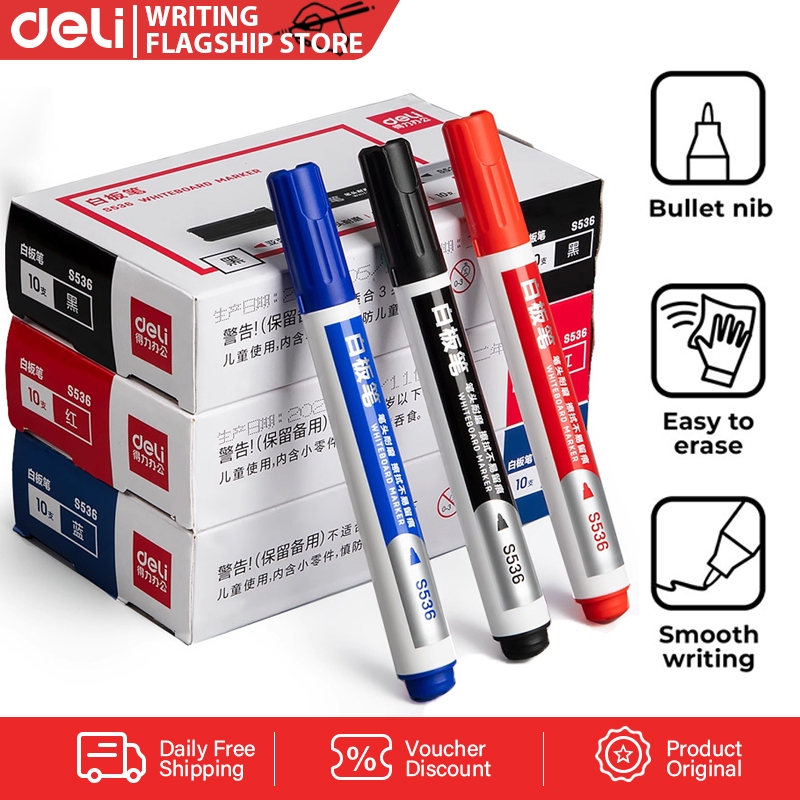 Deli Whiteboard Pen Erasable Marker Pen Office & School Supplies S536 ...