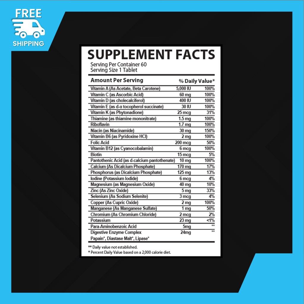 Muscle Rulz Multivitamin Daily Premium Multivitamin Formula - 100 ...