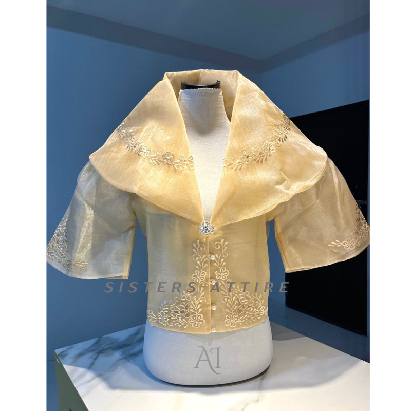 Modern Filipiniana Maria Clara Embroidered Piña Organza Top Mall ...