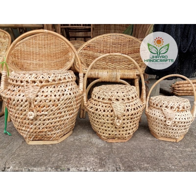 Rattan basket with cover and Lock (matamata) made with rattan peel ...