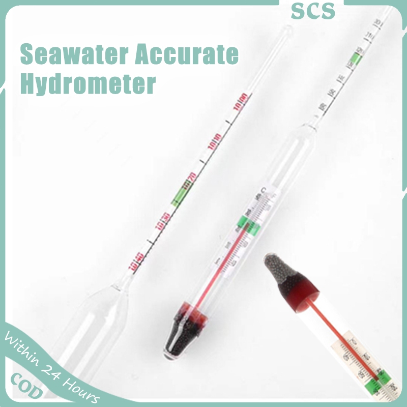 Aquarium Glass Hydrometer Fish Tank Water Temperature Thermometer Salt