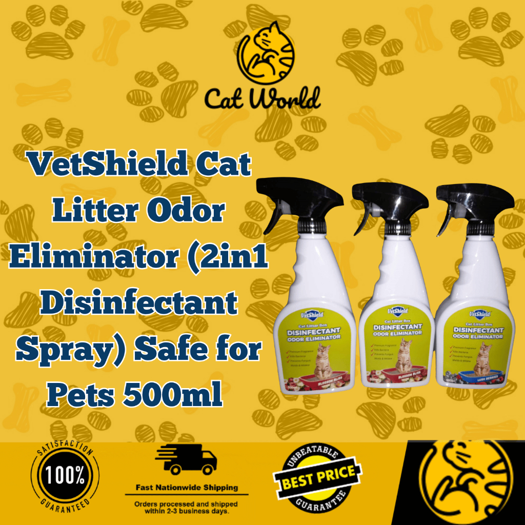 VetShield Cat Litter Odor Eliminator (2in1 Disinfectant Spray) Safe for