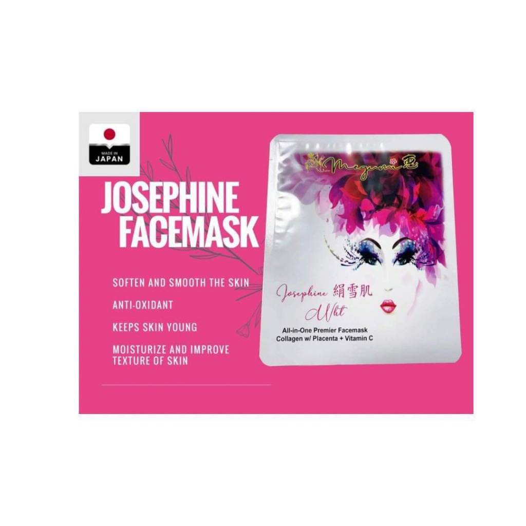 megumi Josephine Facemask Kinu Yuki Hada / Whitening / Acetylcysteine /  Vitamin C / Collagen / Hyaluronic / Placenta extract / Made in Japan