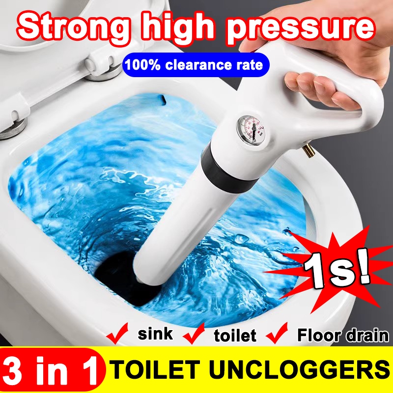 3in1 High Pressure Toilet Pump Plunger Powerful Manual Pneumatic toilet