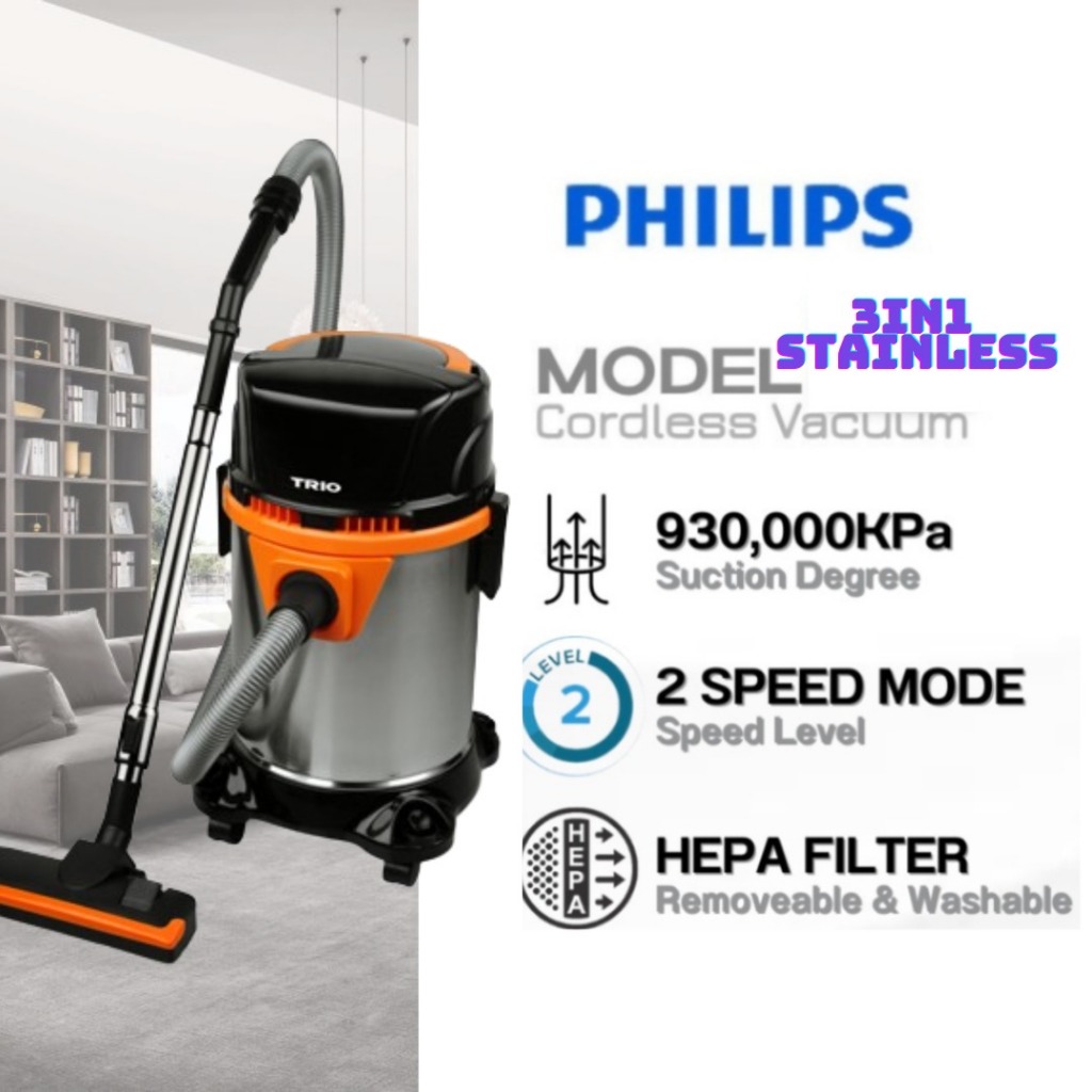 Stainless Steel 3 IN 1 Vacuum Dry & Wet & Blow 18 Liter Car Vacuums