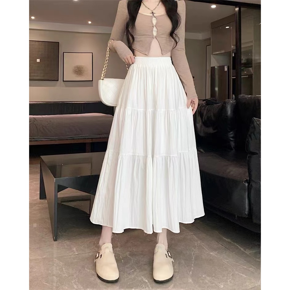 Pleated Skirt Long Skirt Xxl Size Size: M-XL Summer Fashion High