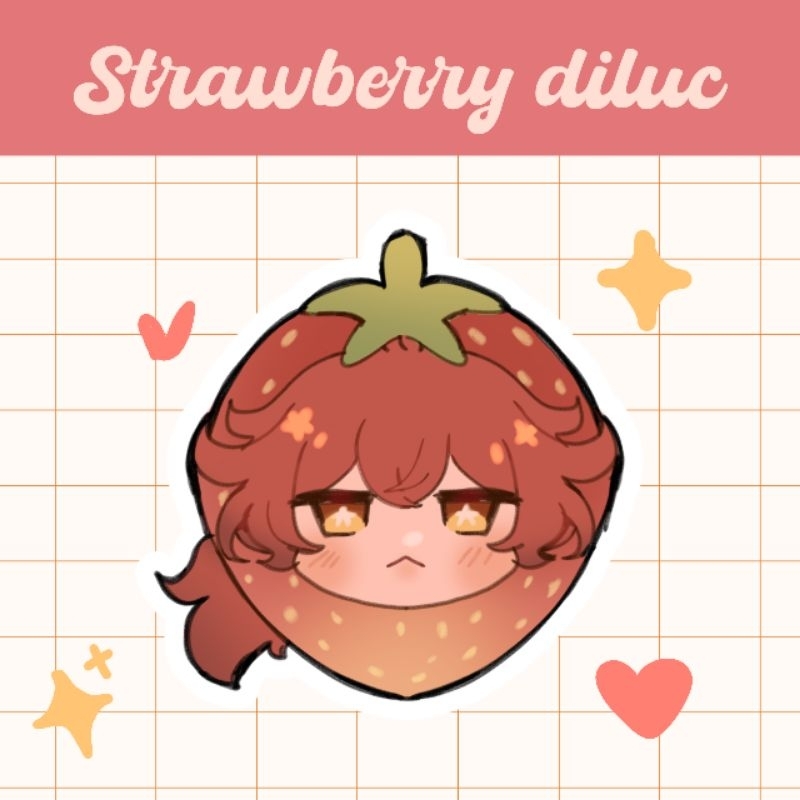 Strawberry Diluc | Genshin Impact Fanmade sticker | Vinyl Glitter ...