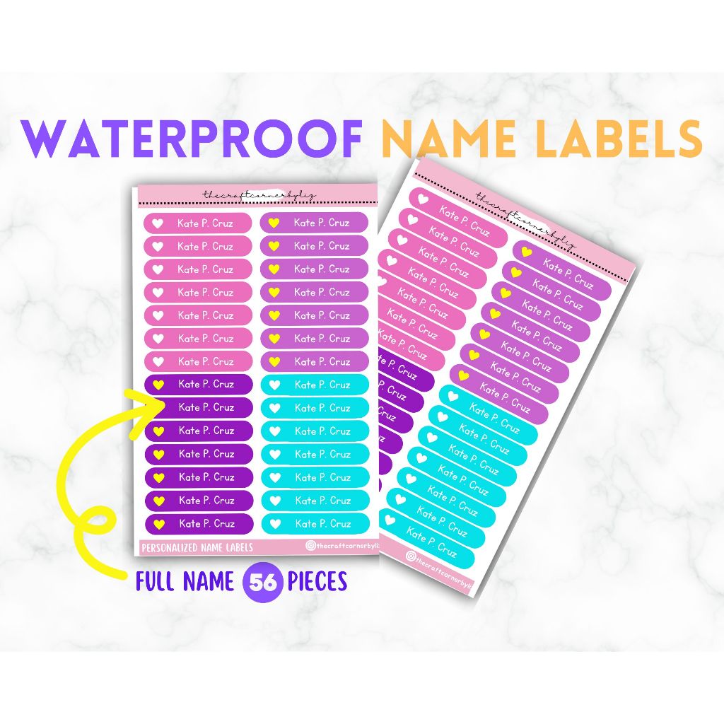 Waterproof Personalized Name Labels 56 or 84 pieces | Shopee Philippines
