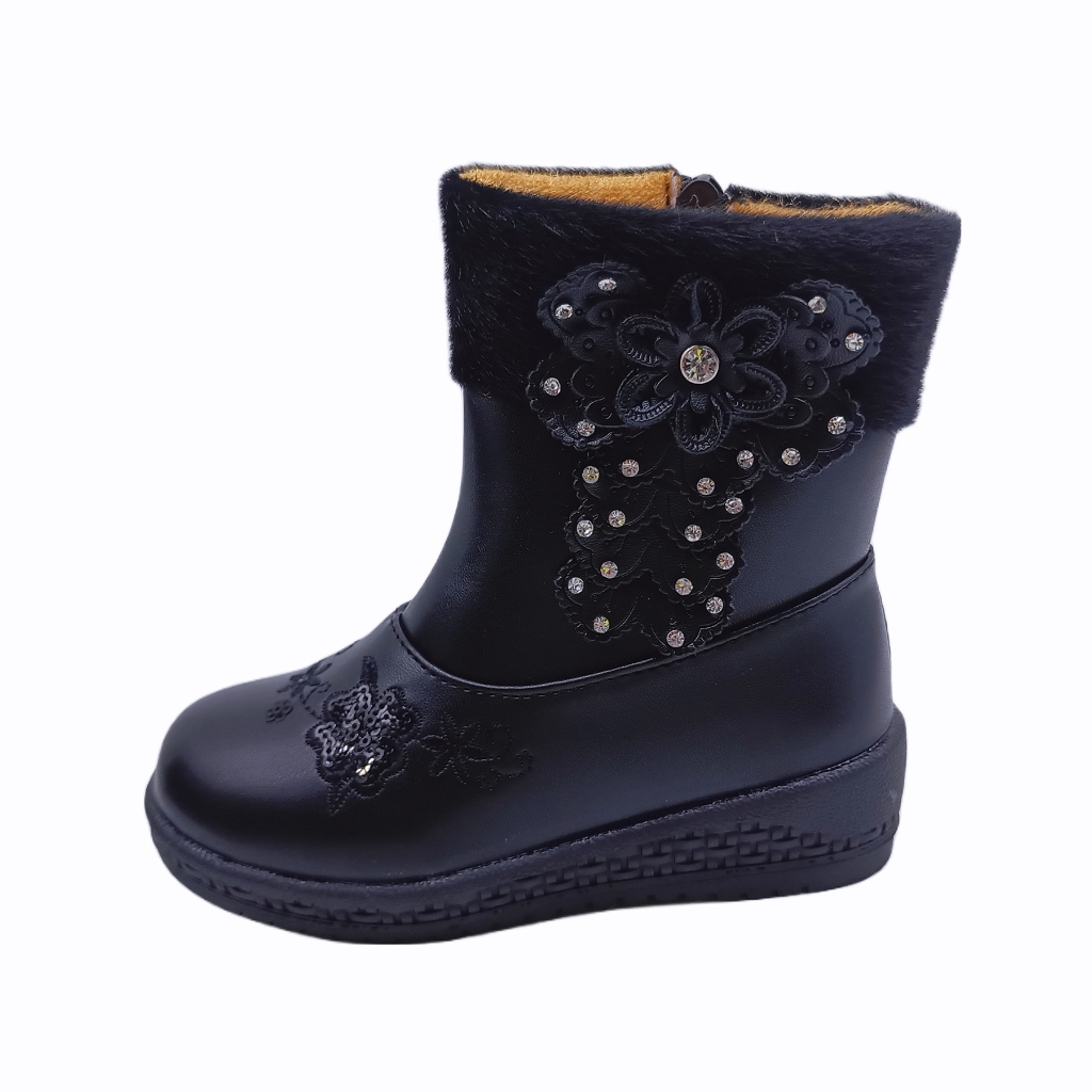 Sunshine】Girls Black Shoes/Girls School Shoes/Black Boots For