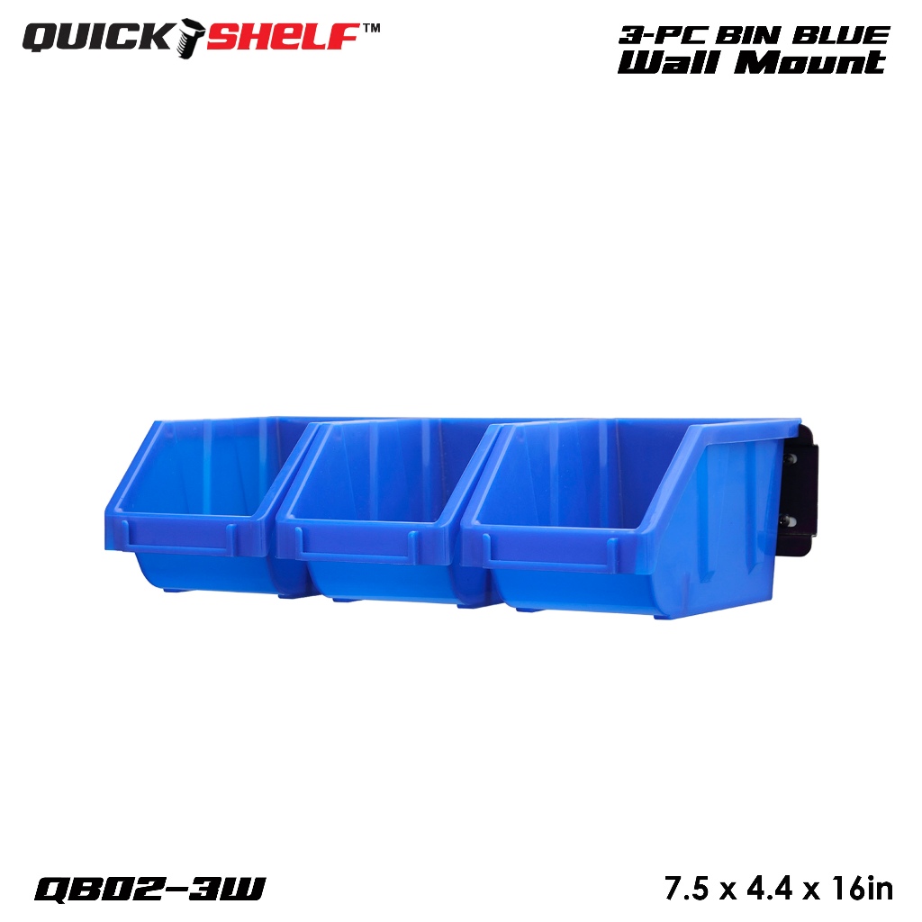 QUICK SHELF 4-Bin Wall Mount Storage Bins Tool Organizers Garage Rack ...