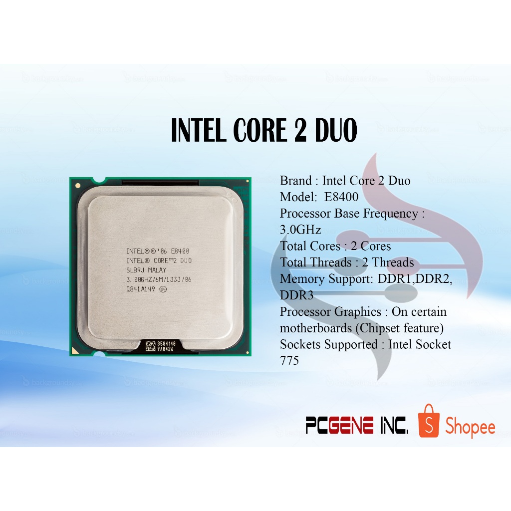 HOT E8400 Processor Intel Core Duo E8400 Gpu I5 12400f Intel