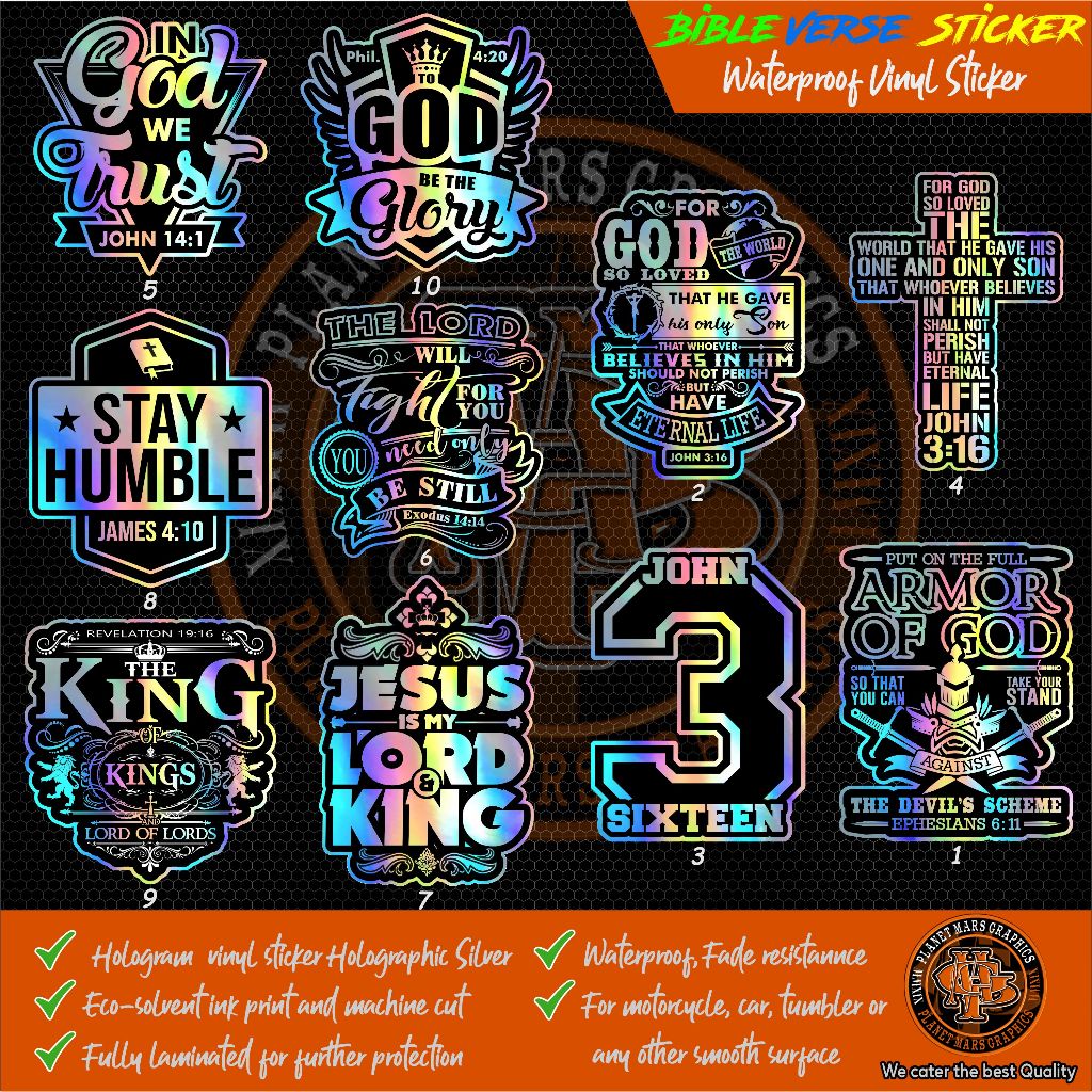 BIBLE VERSE STICKER RELIGIOUS HOLOGRAM DECAL FOR CAR MOTORCYCLE ANYWHRE