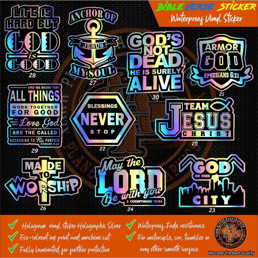 BIBLE VERSE STICKER RELIGIOUS HOLOGRAM DECAL FOR CAR MOTORCYCLE ANYWHRE