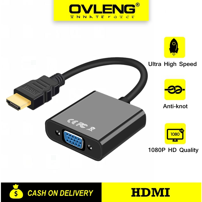 Hdmi to Vga Adapter With Audio Hdtv Tv Av Video Cable Converter ...