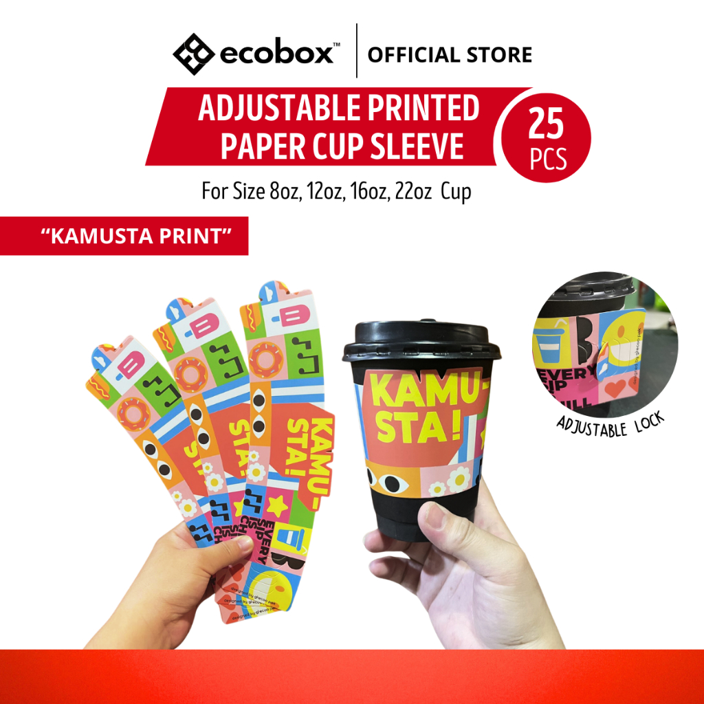 Ecobox Disposable Adjustable Paper Cup Sleeves, Cup Holder, Cup Sleeve ...
