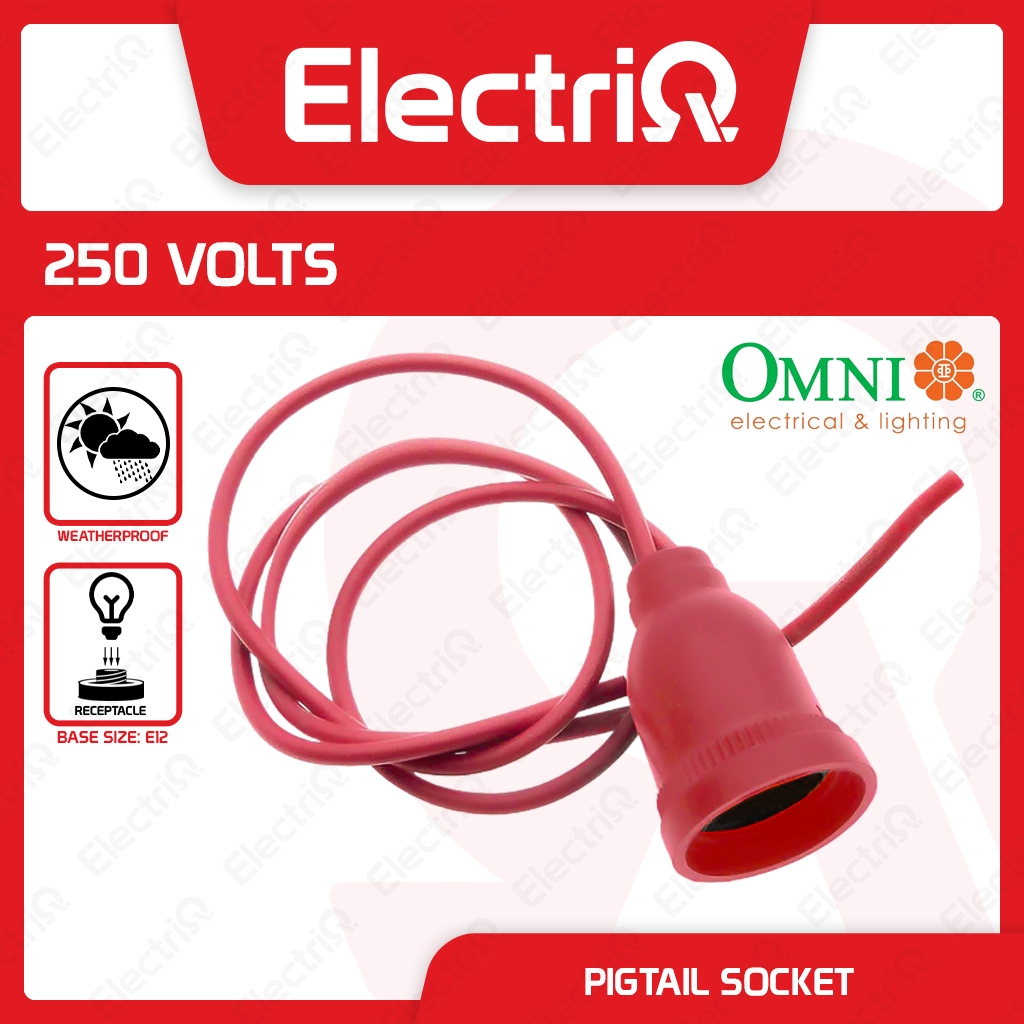 Electriq l Omni Pigtail / E12 Socket 2A 250V ~ Red E12-102(RED ...