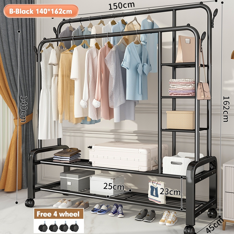 Clothes Rack Floor-standing Bedroom Clothes Hanger Floor Laundry Drying ...