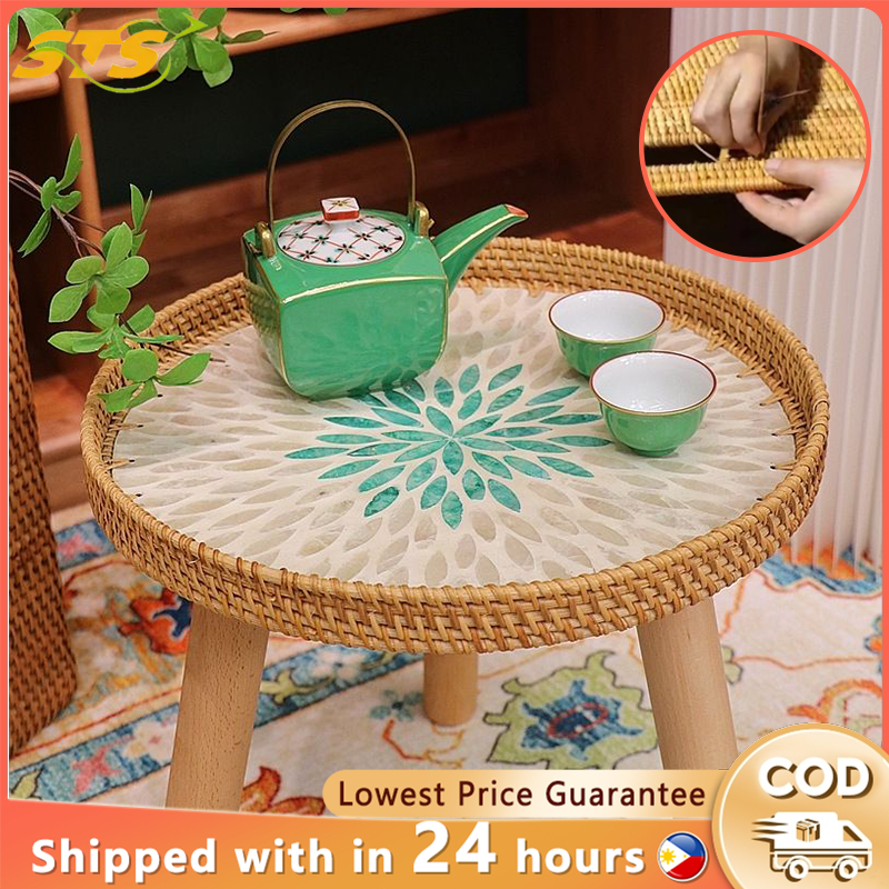 [Hand knitting]Side Table with Rattan Southeast Living room side table ...