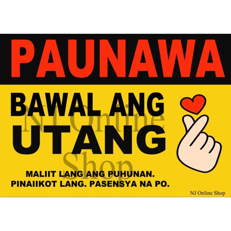 Bawal Ang Utang-A4 Laminated Signage | Shopee Philippines