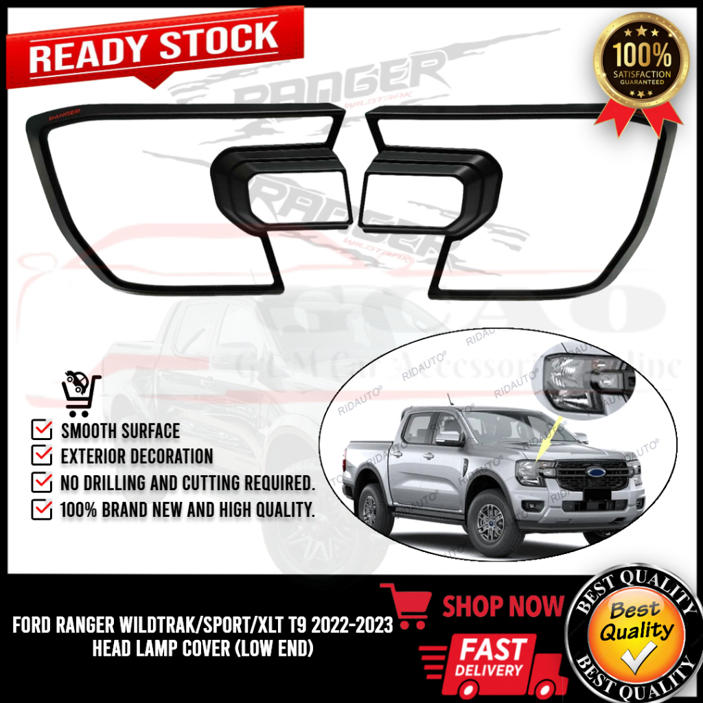 GCAO - FORD RANGER WILDTRAK SPORT XLT T9 2022-2023 HEAD LAMP COVER (LOW ...
