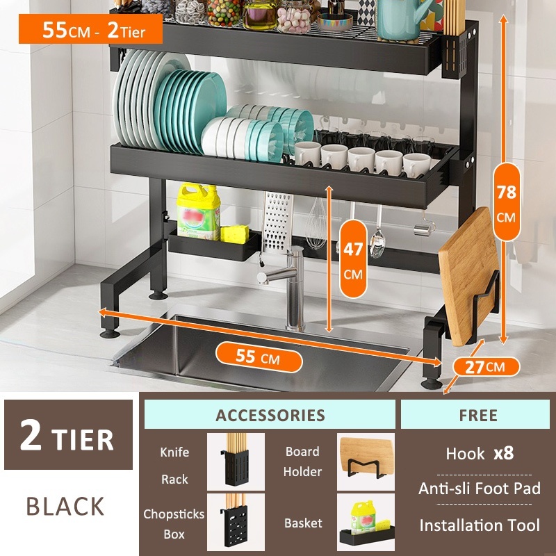 Vhome 1/2 Layers Dish Rack Over Sink Dish Drying Rack Dish Drainer ...