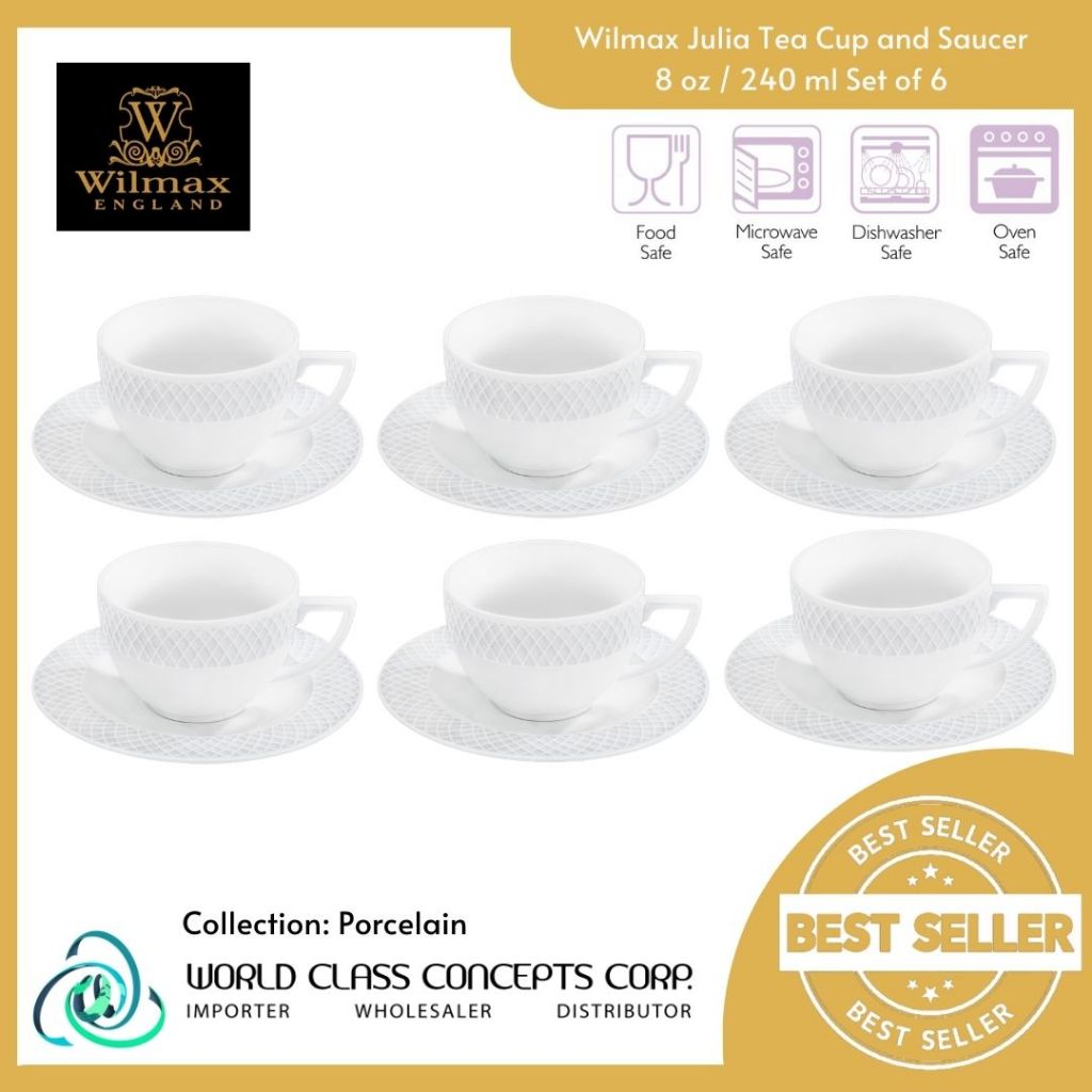 Wilmax England Julia Coffe Milk Tea Cup And Saucer 8Oz / 240ml (Set Of ...
