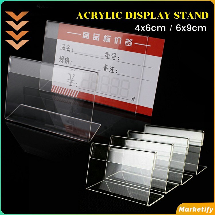 Marketify 4*6cm 6*9cm Acrylic Transparent Display Stand Sign Label ...