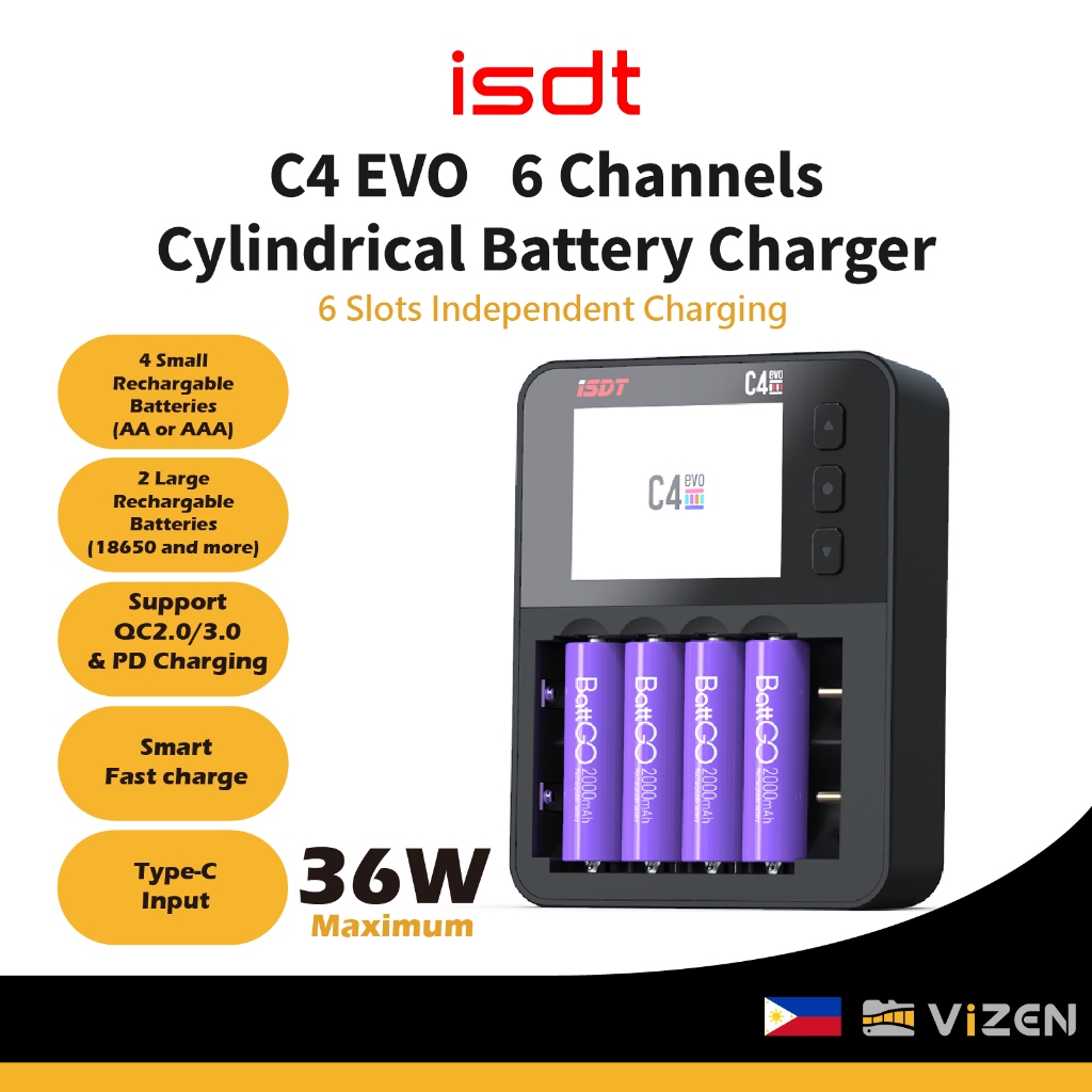 ISDT C4 EVO Batterieladegerät Akku Schnellladen TYPE-C QC 3.0 LiHv- un – -de