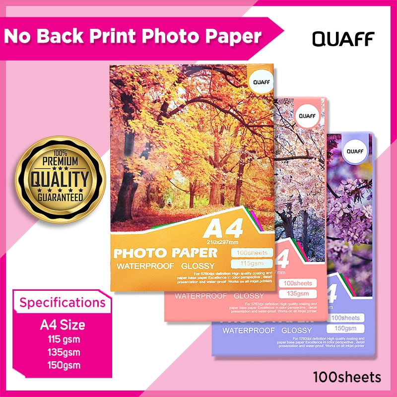 QUAFF Photo Paper Tree Type 115gsm / 135gsm/ 150gsm A4 size (100sheets ...