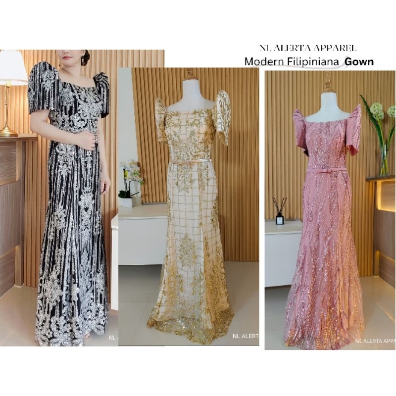 MODERN FILIPINIANA MESTIZA GOWN FOR WOMEN | Shopee Philippines