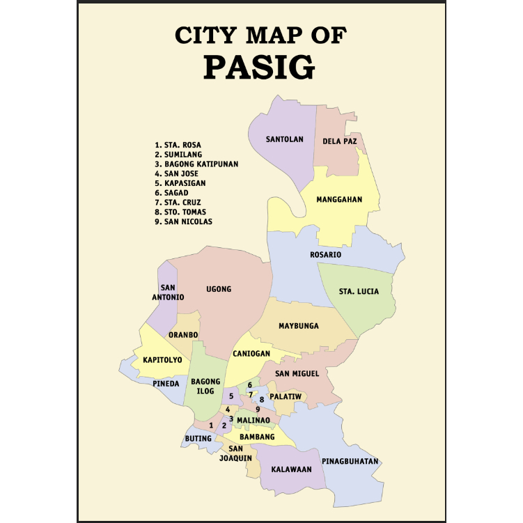 Pasig City Map A4 Laminated Chart | Shopee Philippines