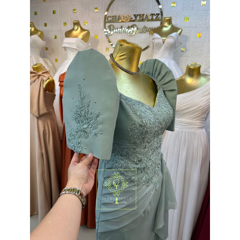 slim fit dress slacks Mascota de Zamboanga, Filipiniana Gown, Maskota – Sonia Lee's Costume  Central main image 0