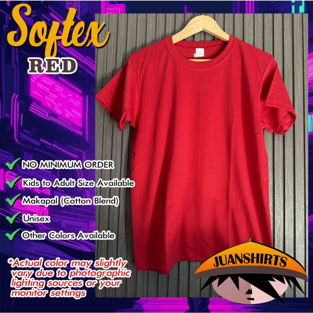 SOFTEX Red Plain Round Neck T-Shirt Kids to Adult size | Shopee Philippines