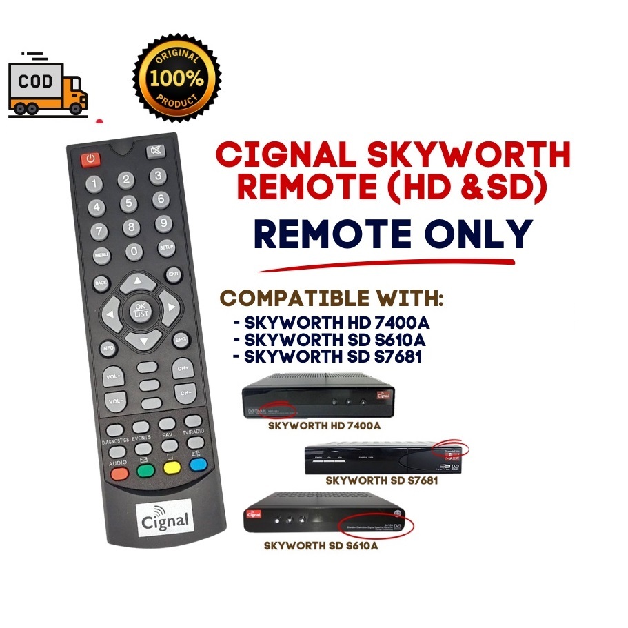 LMJ Cignal Remote Skyworth (HD & SD) Compatible w/ 7400A, S610A & S7681 ...