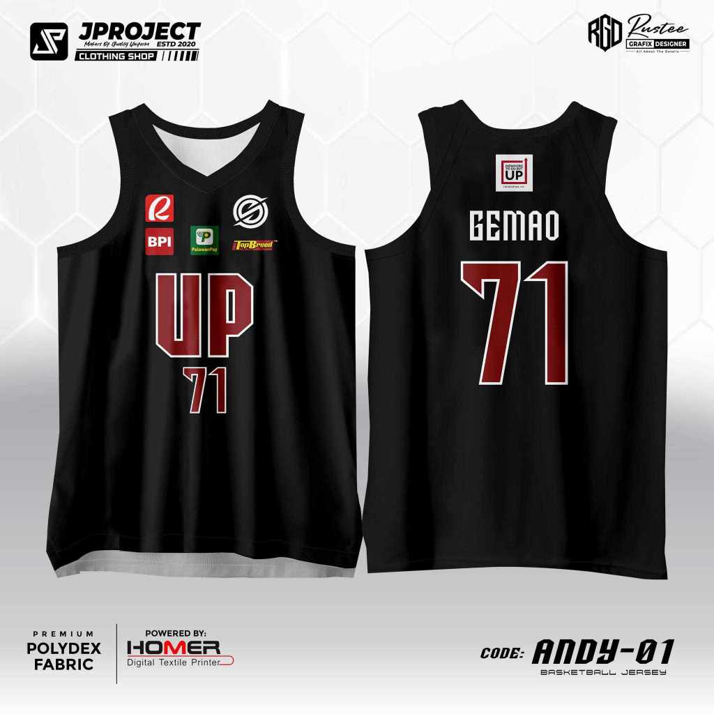 ANDY GEMAO US BLACK JERSEY ( PERSONALIZE NAMES & NUMBER - UP BLACK ...